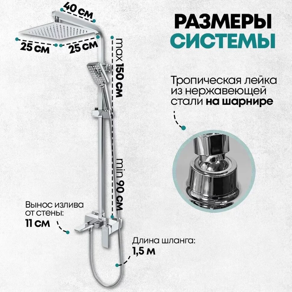 Душевая система Grocenberg GB7008 Черный матовый